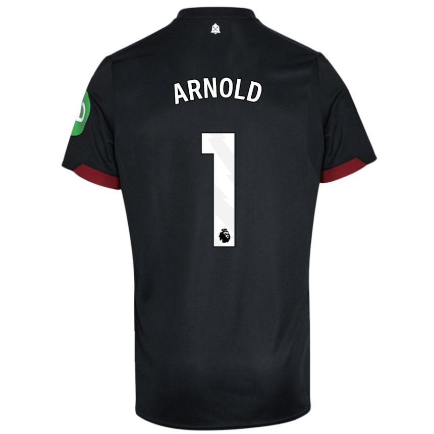 Niño Fútbol Camiseta Mackenzie Arnold #1 Negro Blanco 2ª Equipación 2024/25