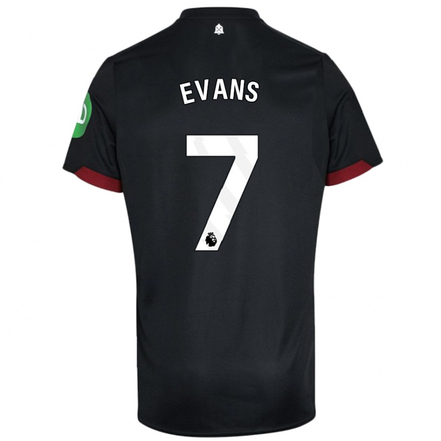 Niño Fútbol Camiseta Lisa Evans #7 Negro Blanco 2ª Equipación 2024/25