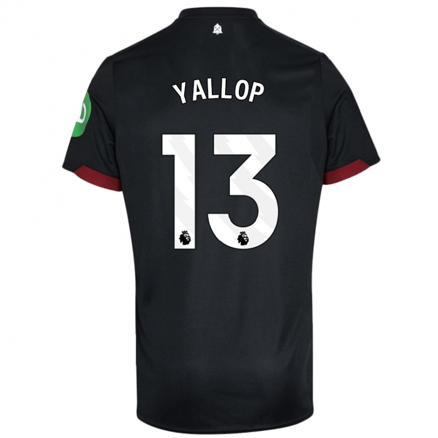 Niño Fútbol Camiseta Tameka Yallop #13 Negro Blanco 2ª Equipación 2024/25