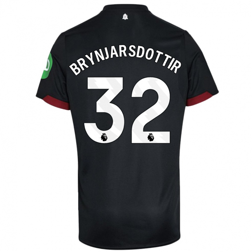 Niño Fútbol Camiseta Dagny Brynjarsdottir #32 Negro Blanco 2ª Equipación 2024/25