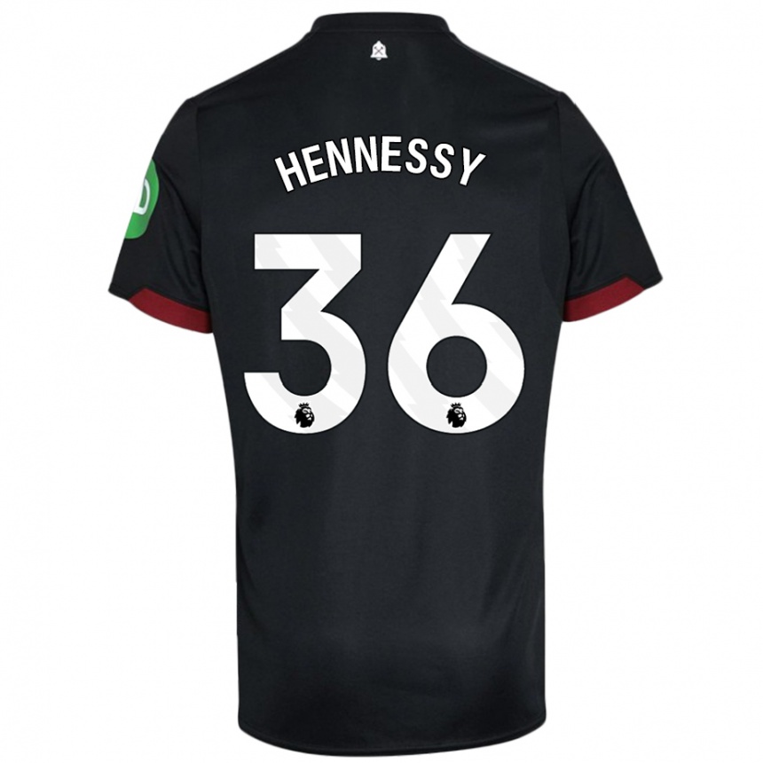 Niño Fútbol Camiseta Alexandra Hennessy #36 Negro Blanco 2ª Equipación 2024/25