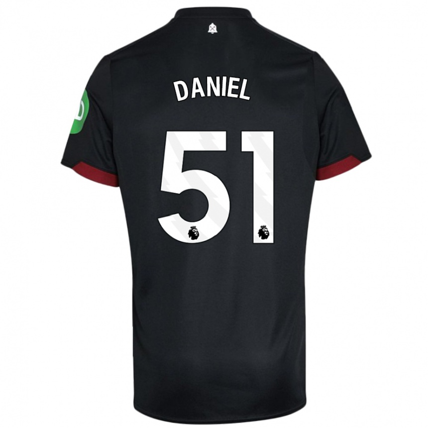 Niño Fútbol Camiseta Daniel Chesters #51 Negro Blanco 2ª Equipación 2024/25