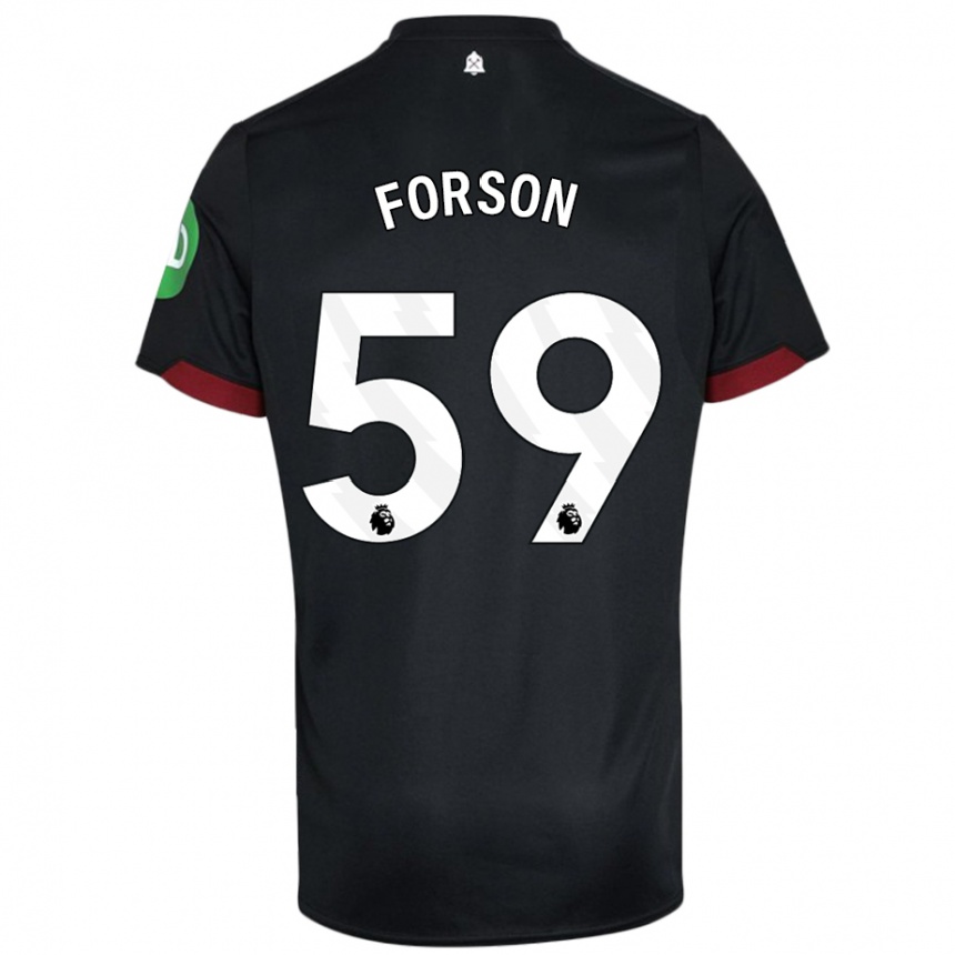 Niño Fútbol Camiseta Keenan Forson #59 Negro Blanco 2ª Equipación 2024/25