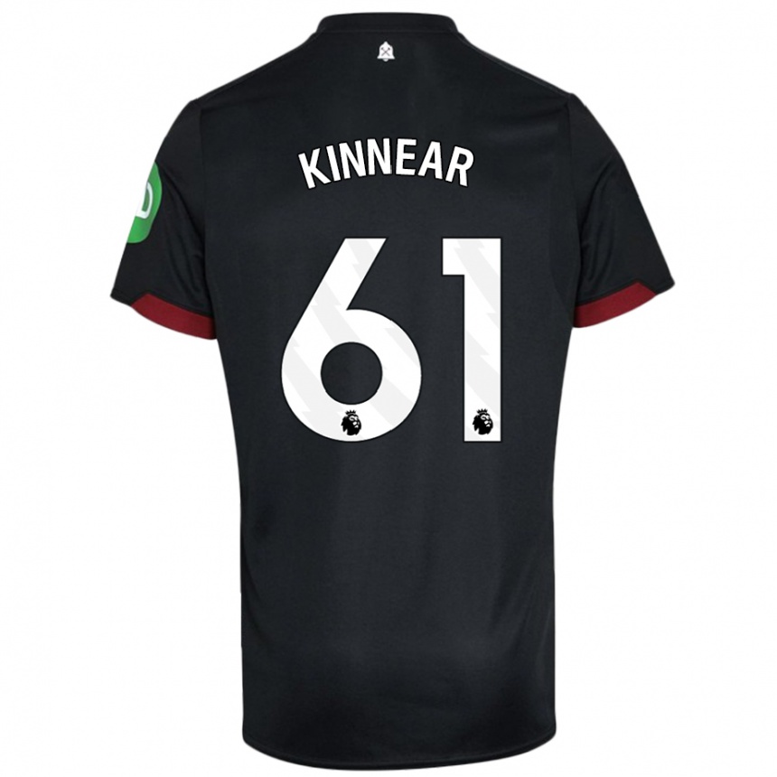 Niño Fútbol Camiseta Brian Kinnear #61 Negro Blanco 2ª Equipación 2024/25