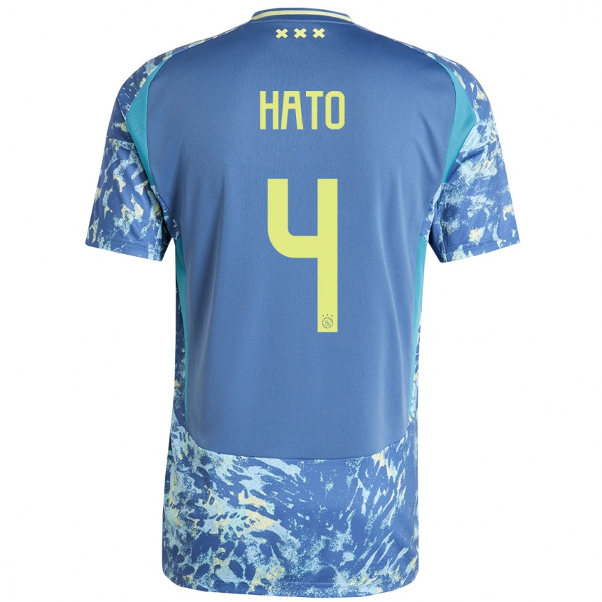 Niño Fútbol Camiseta Jorrel Hato #4 Gris Azul Amarillo 2ª Equipación 2024/25