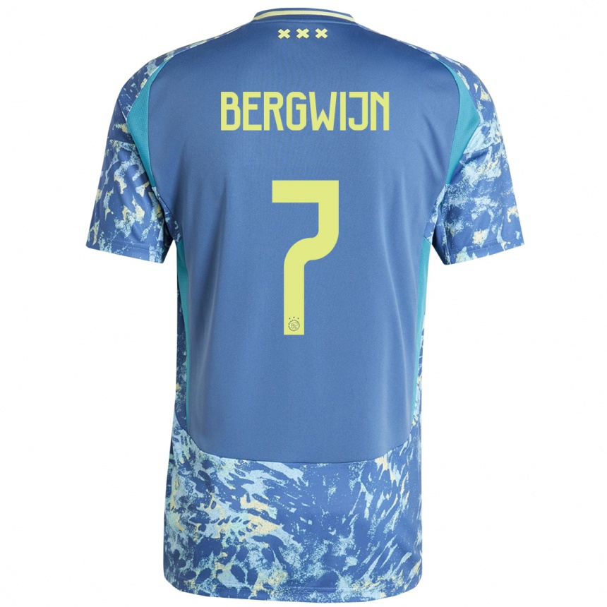 Niño Fútbol Camiseta Steven Bergwijn #7 Gris Azul Amarillo 2ª Equipación 2024/25