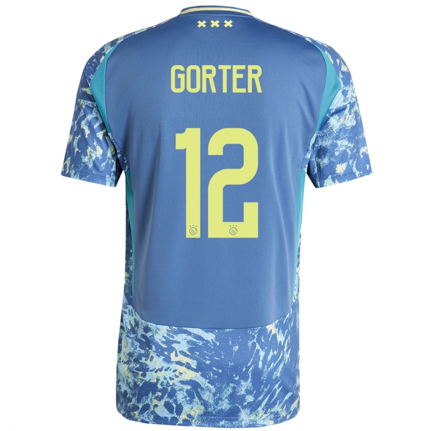 Niño Fútbol Camiseta Jay Gorter #12 Gris Azul Amarillo 2ª Equipación 2024/25