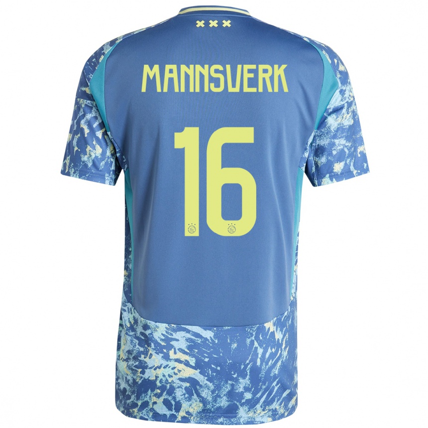 Niño Fútbol Camiseta Sivert Mannsverk #16 Gris Azul Amarillo 2ª Equipación 2024/25