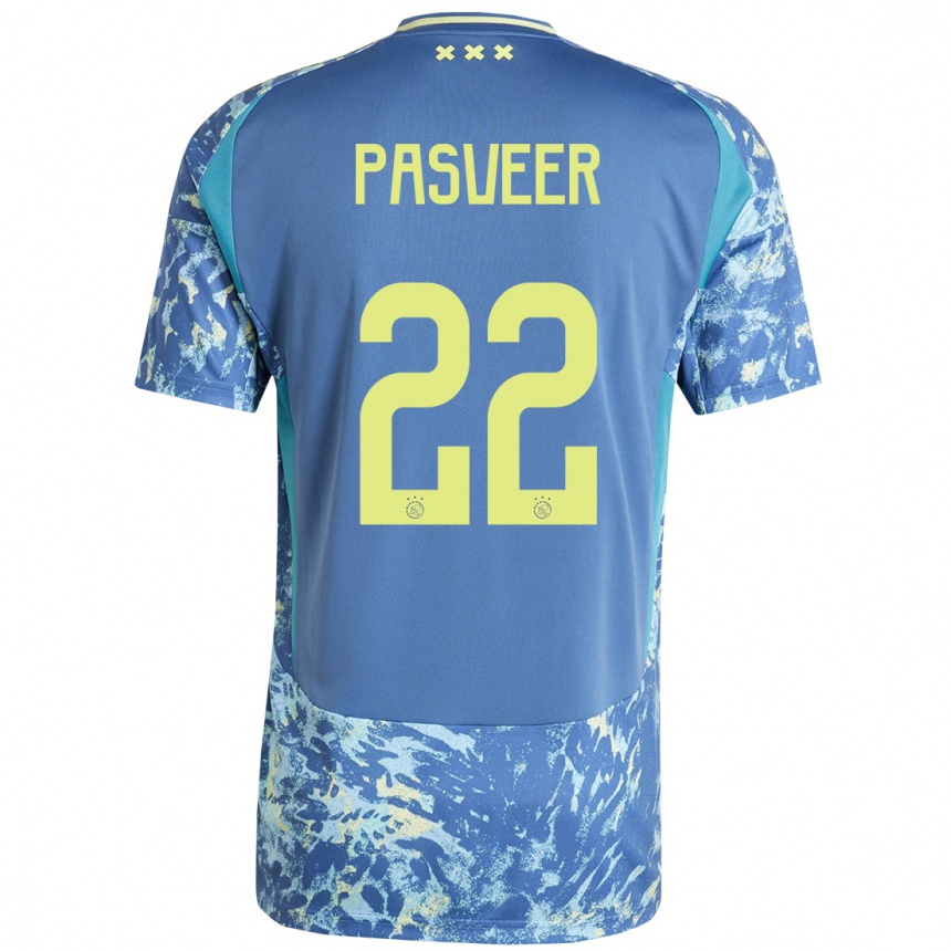 Niño Fútbol Camiseta Remko Pasveer #22 Gris Azul Amarillo 2ª Equipación 2024/25