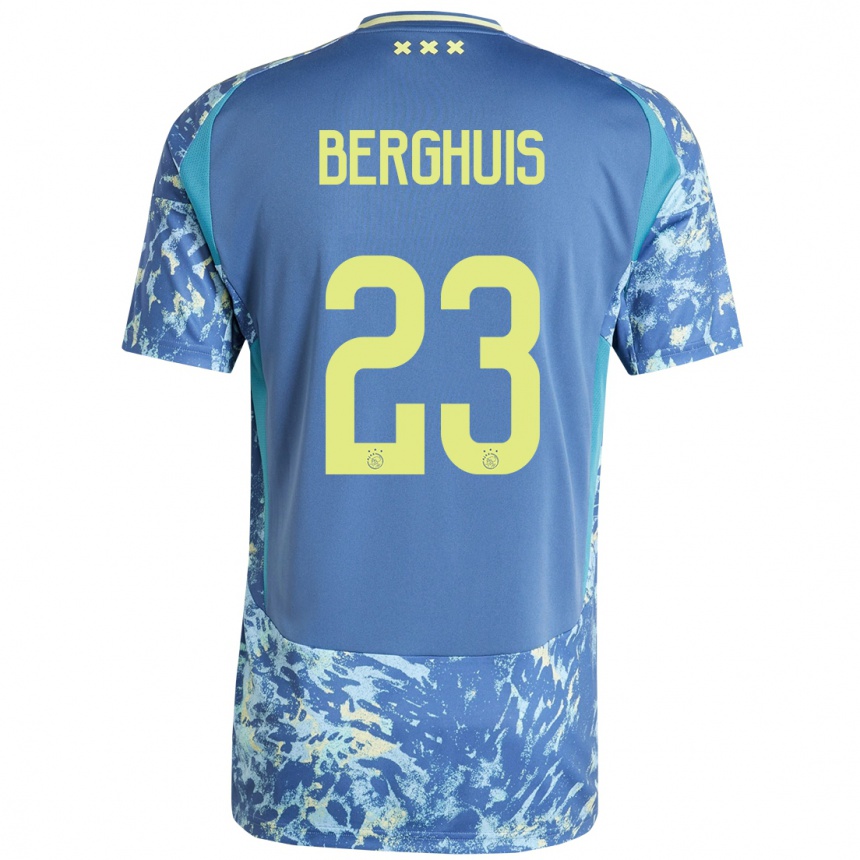 Niño Fútbol Camiseta Steven Berghuis #23 Gris Azul Amarillo 2ª Equipación 2024/25