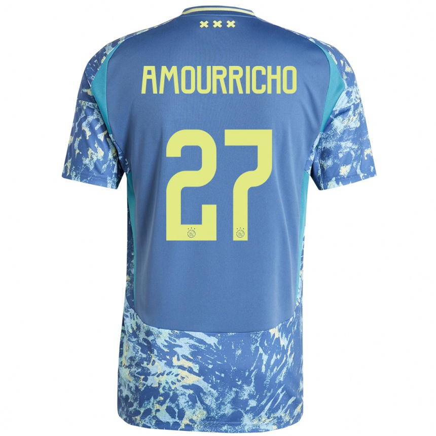 Niño Fútbol Camiseta Amourricho Van Axel Dongen #27 Gris Azul Amarillo 2ª Equipación 2024/25