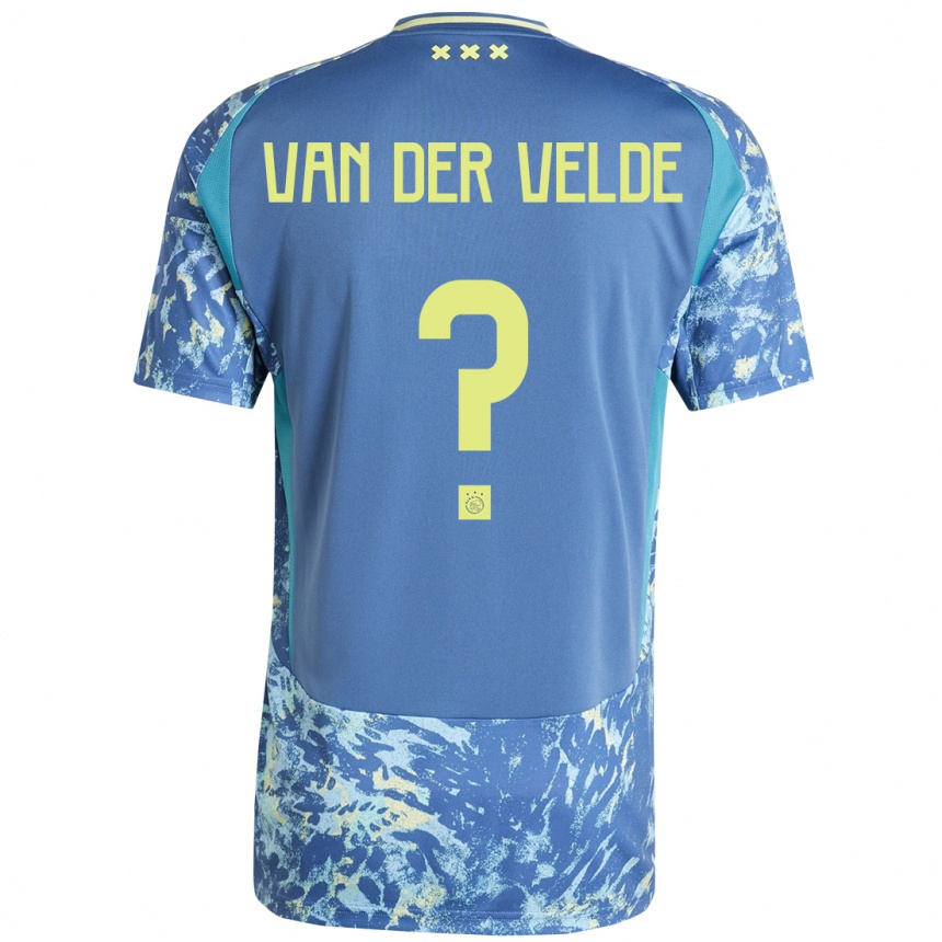 Niño Fútbol Camiseta Valentijn Van Der Velde #0 Gris Azul Amarillo 2ª Equipación 2024/25