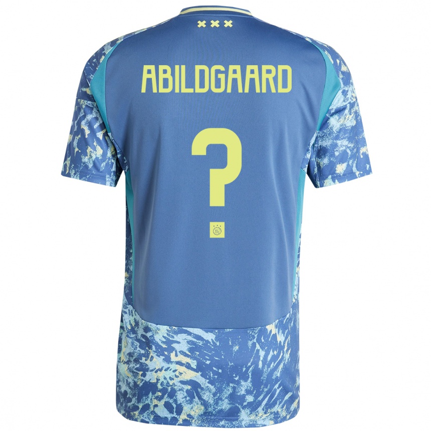 Niño Fútbol Camiseta Lasse Abildgaard #0 Gris Azul Amarillo 2ª Equipación 2024/25