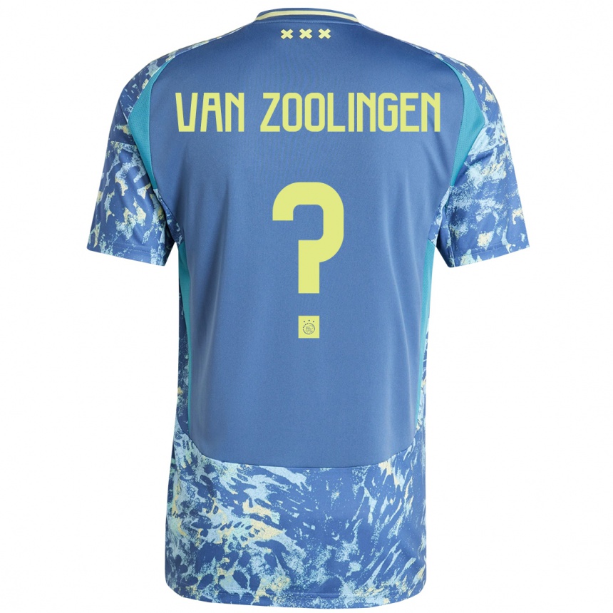 Niño Fútbol Camiseta Glenn Van Zoolingen #0 Gris Azul Amarillo 2ª Equipación 2024/25