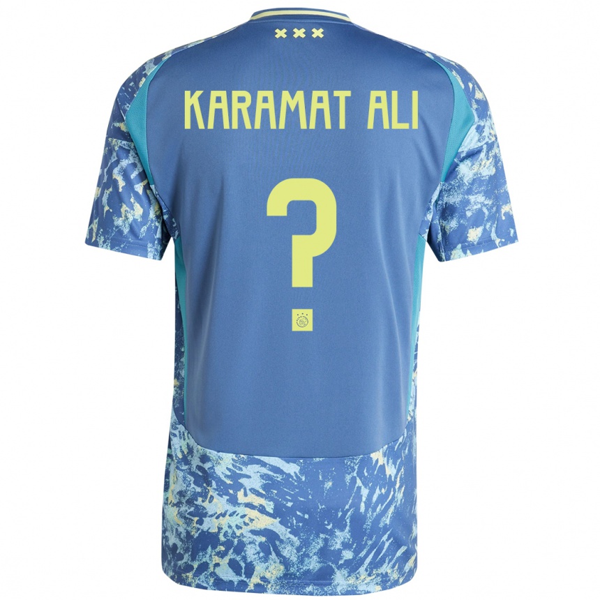 Niño Fútbol Camiseta Yaïr Karamat Ali #0 Gris Azul Amarillo 2ª Equipación 2024/25