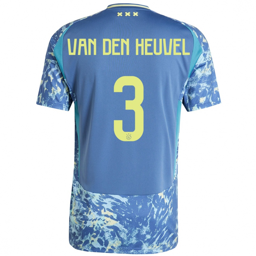 Niño Fútbol Camiseta Nino Van Den Heuvel #3 Gris Azul Amarillo 2ª Equipación 2024/25