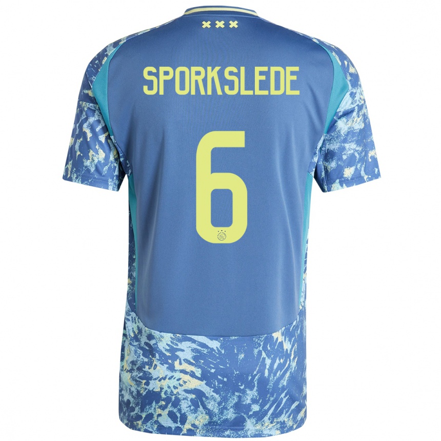 Niño Fútbol Camiseta Fabian Sporkslede #6 Gris Azul Amarillo 2ª Equipación 2024/25