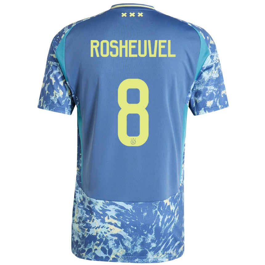 Niño Fútbol Camiseta Darren Rosheuvel #8 Gris Azul Amarillo 2ª Equipación 2024/25