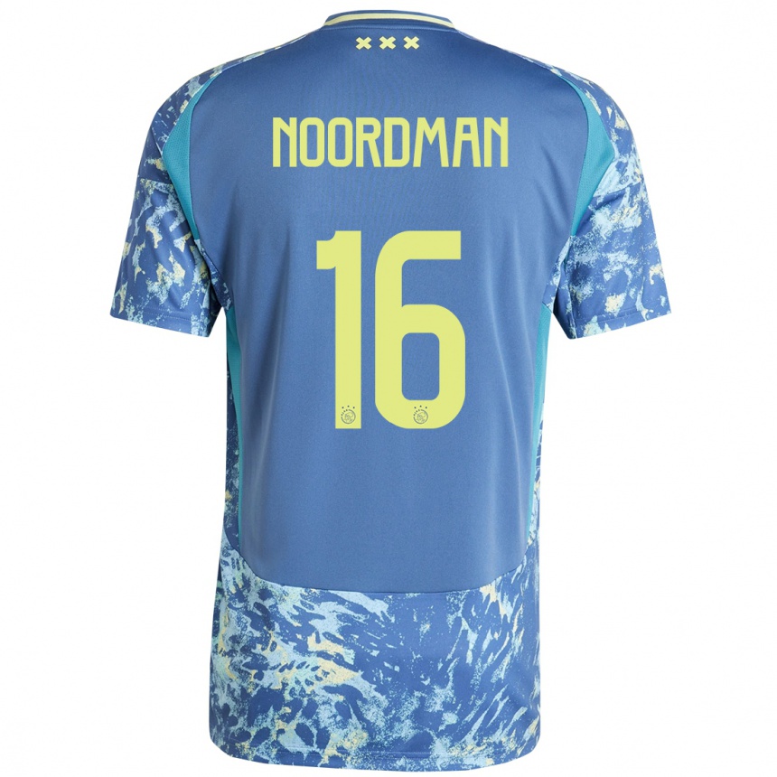 Niño Fútbol Camiseta Danique Noordman #16 Gris Azul Amarillo 2ª Equipación 2024/25