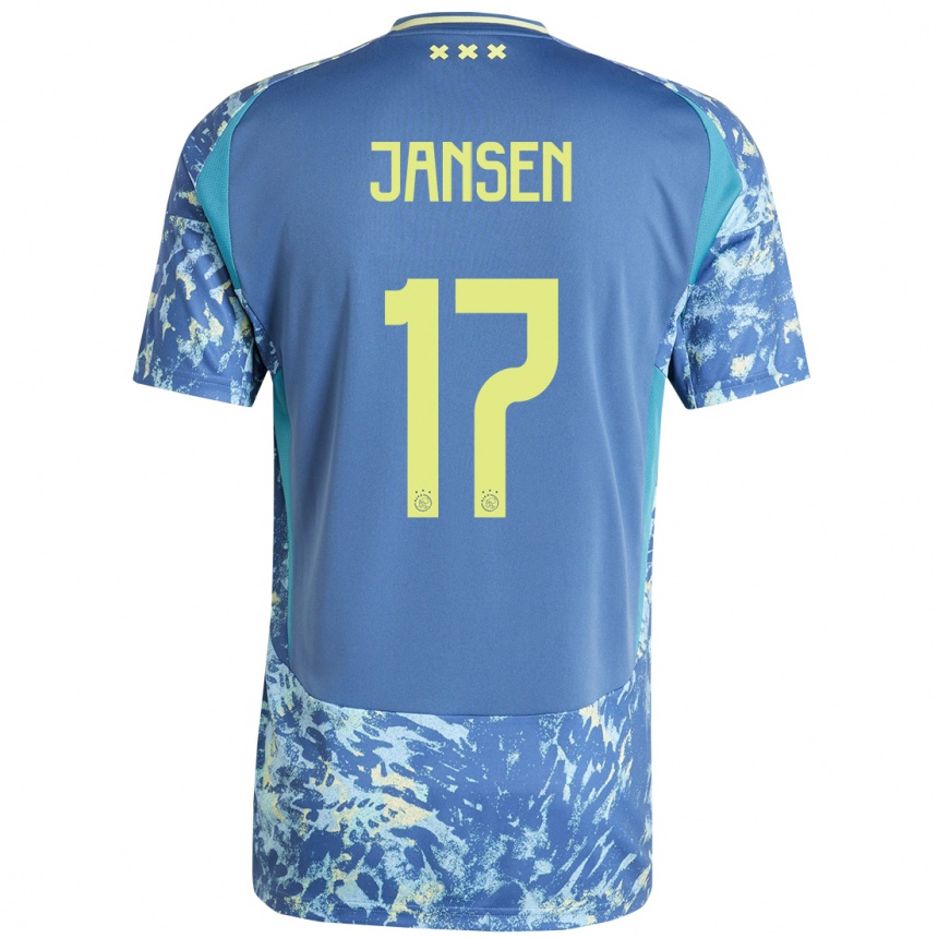 Niño Fútbol Camiseta Bente Jansen #17 Gris Azul Amarillo 2ª Equipación 2024/25