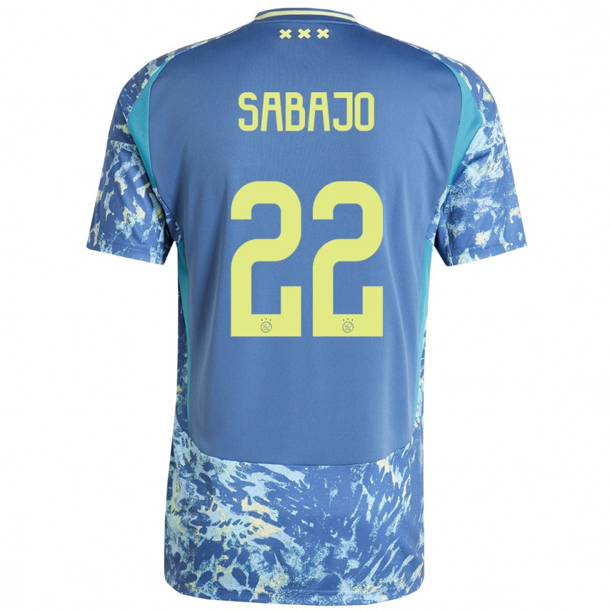 Niño Fútbol Camiseta Quinty Sabajo #22 Gris Azul Amarillo 2ª Equipación 2024/25