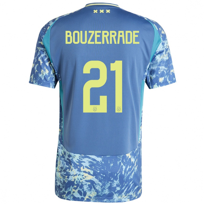 Niño Fútbol Camiseta Zaina Bouzerrade #21 Gris Azul Amarillo 2ª Equipación 2024/25