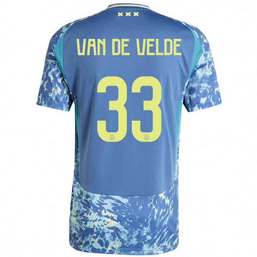 Niño Fútbol Camiseta Jonna Van De Velde #33 Gris Azul Amarillo 2ª Equipación 2024/25