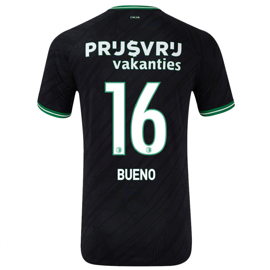 Niño Fútbol Camiseta Hugo Bueno #16 Negro Verde 2ª Equipación 2024/25