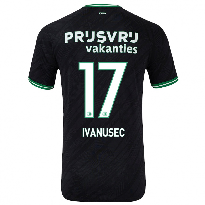 Niño Fútbol Camiseta Luka Ivanusec #17 Negro Verde 2ª Equipación 2024/25