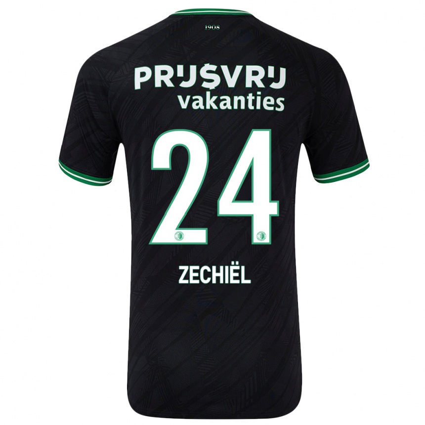 Niño Fútbol Camiseta Gjivai Zechiël #24 Negro Verde 2ª Equipación 2024/25