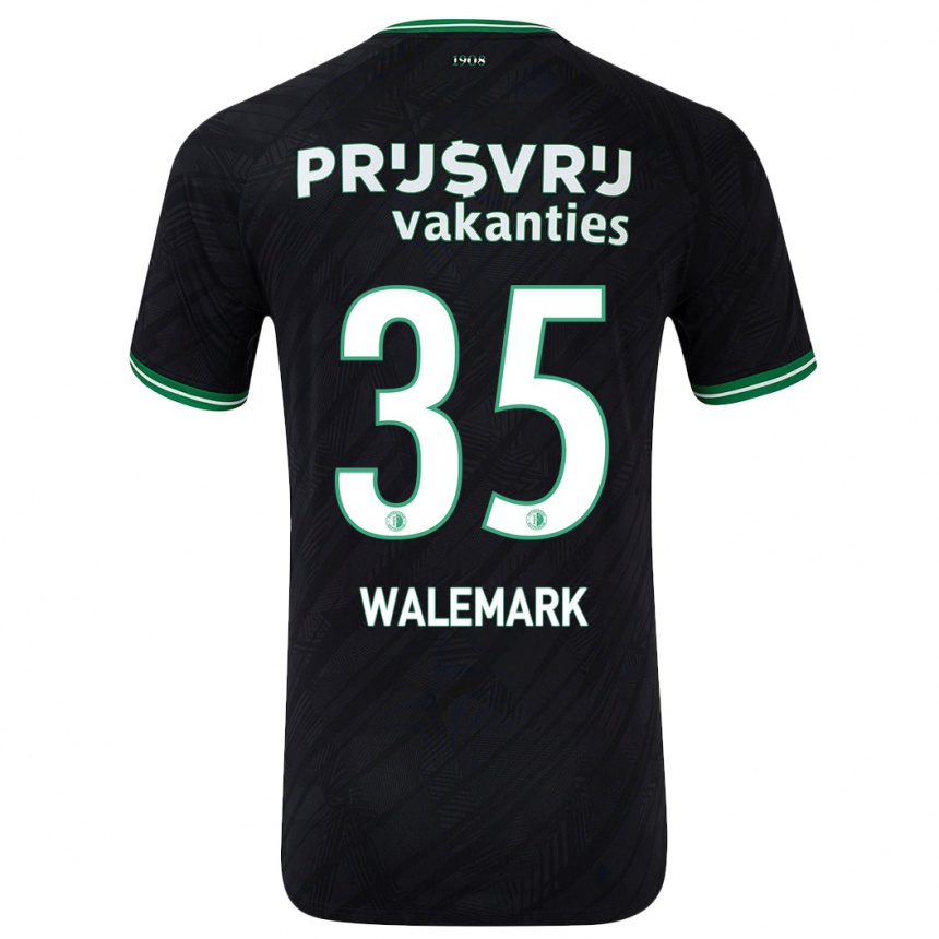 Niño Fútbol Camiseta Patrik Walemark #35 Negro Verde 2ª Equipación 2024/25