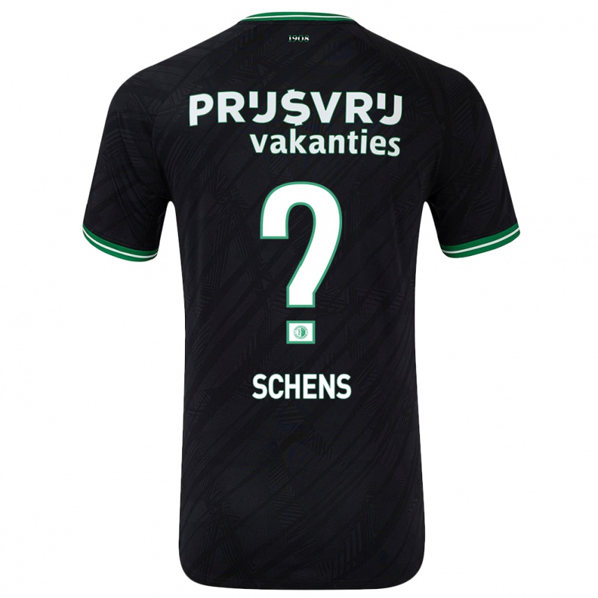 Niño Fútbol Camiseta Twan Schens #0 Negro Verde 2ª Equipación 2024/25