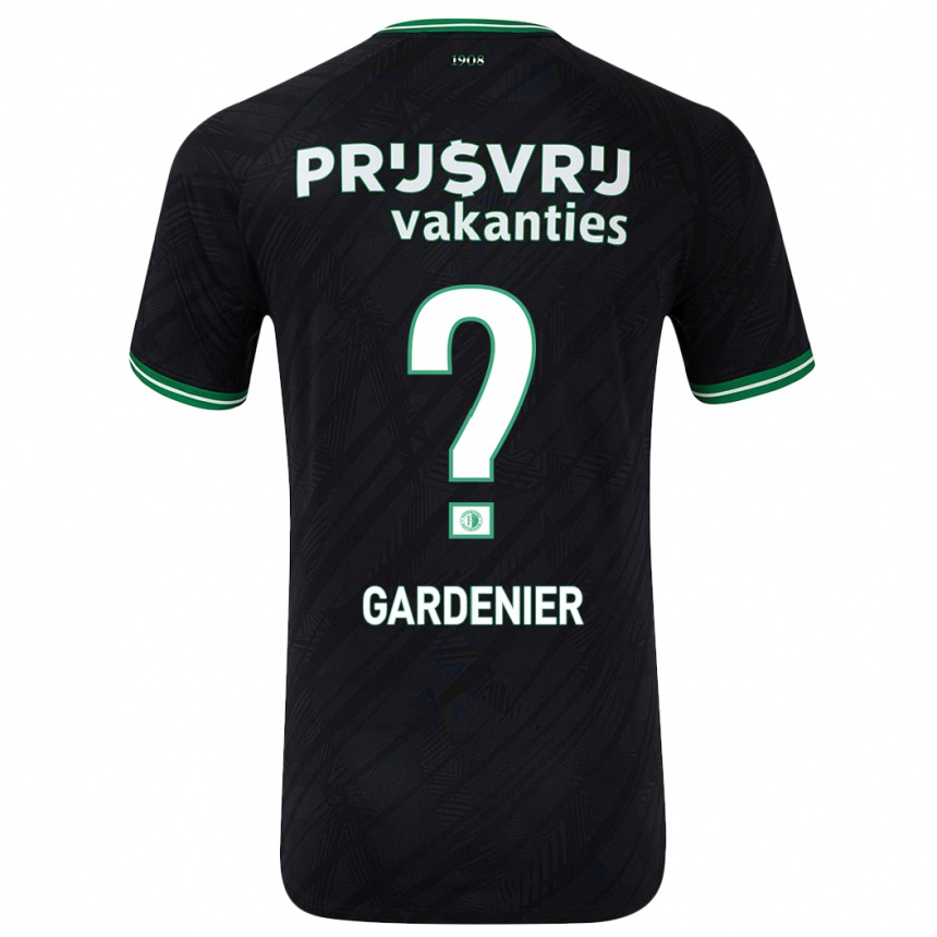 Niño Fútbol Camiseta Lucas Gardenier #0 Negro Verde 2ª Equipación 2024/25