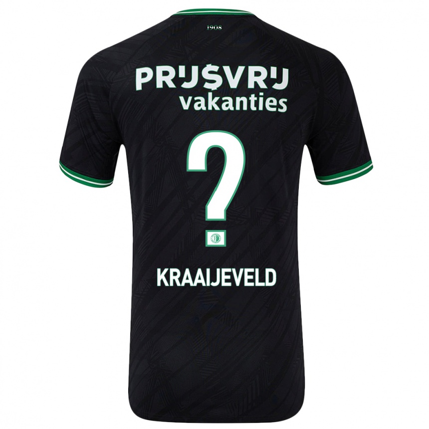 Niño Fútbol Camiseta Thijs Kraaijeveld #0 Negro Verde 2ª Equipación 2024/25