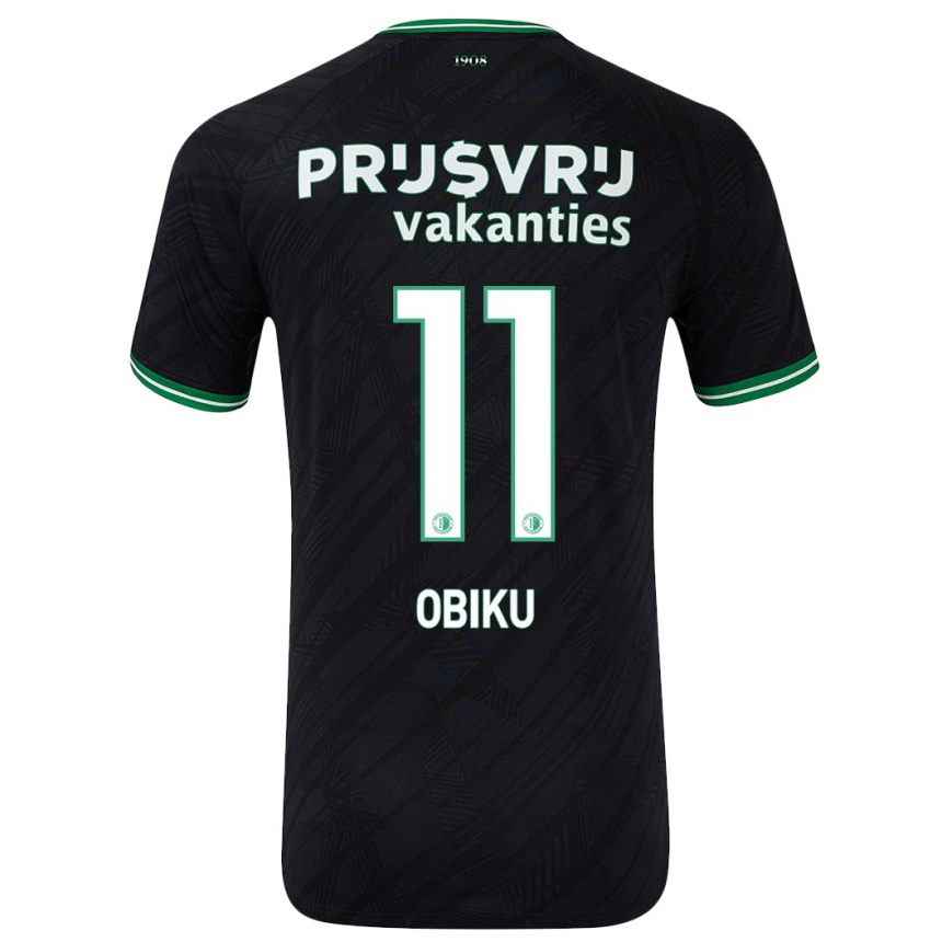 Niño Fútbol Camiseta Junior Obiku #11 Negro Verde 2ª Equipación 2024/25