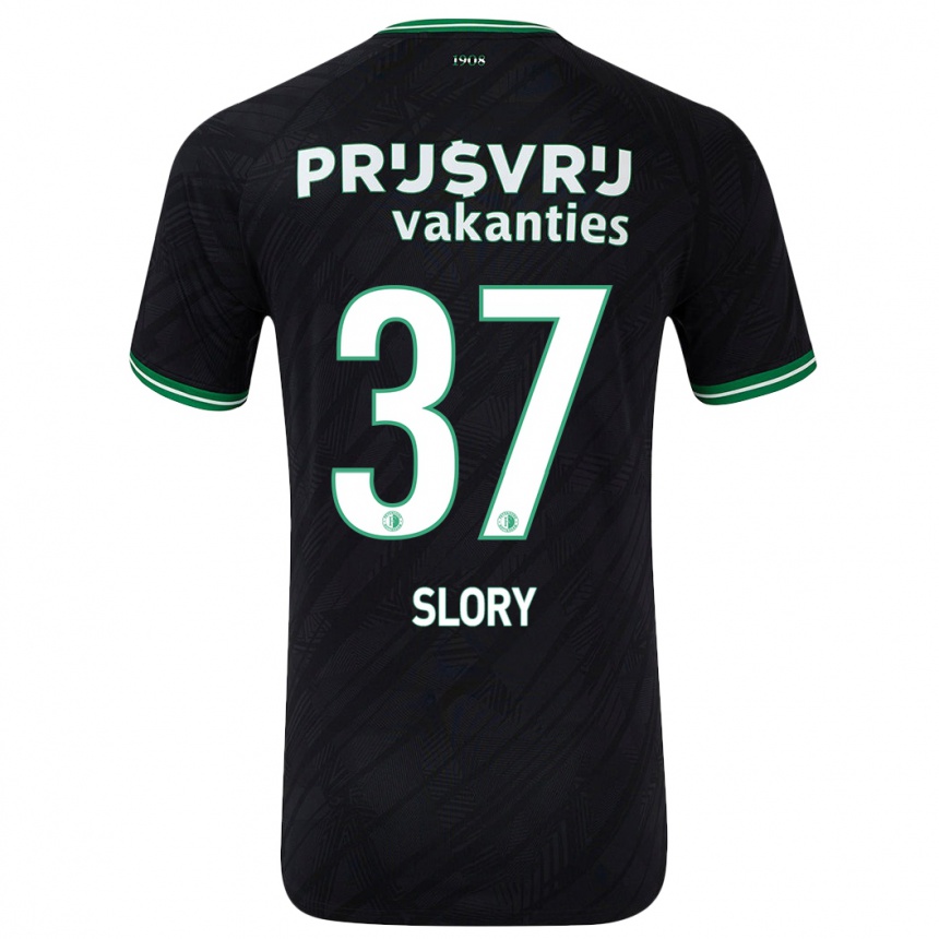 Niño Fútbol Camiseta Jaden Slory #37 Negro Verde 2ª Equipación 2024/25