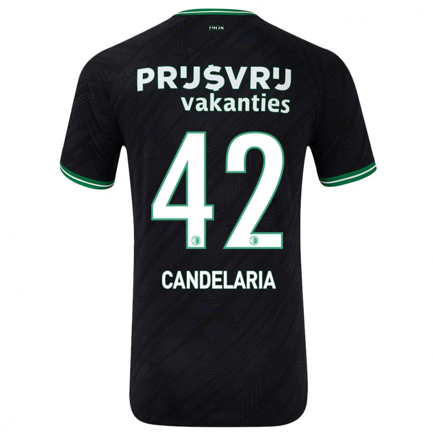 Niño Fútbol Camiseta Jayden Candelaria #42 Negro Verde 2ª Equipación 2024/25