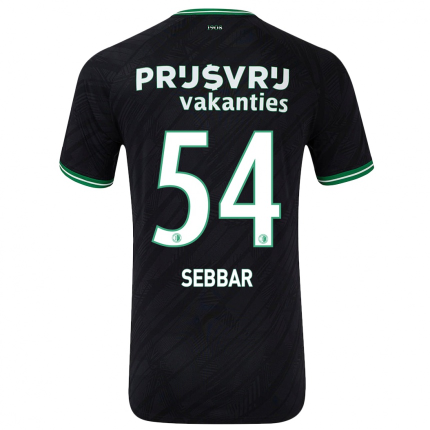 Niño Fútbol Camiseta Marouane Sebbar #54 Negro Verde 2ª Equipación 2024/25