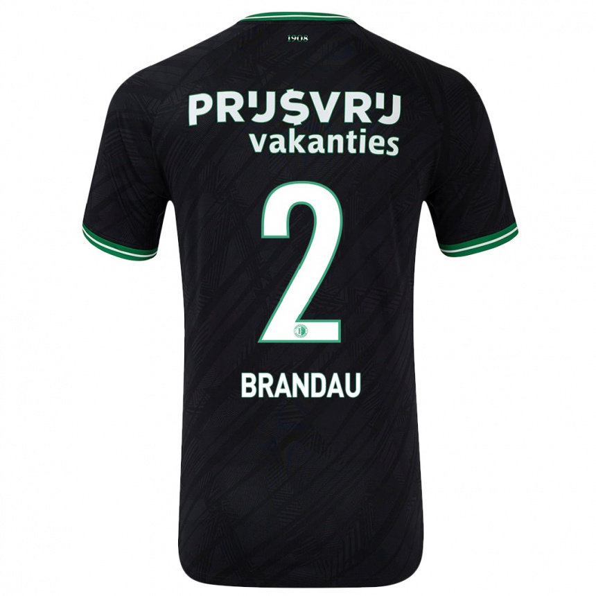 Niño Fútbol Camiseta Justine Brandau #2 Negro Verde 2ª Equipación 2024/25