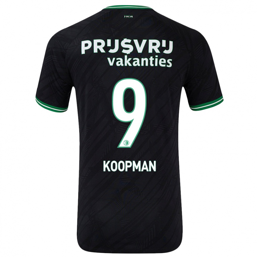 Niño Fútbol Camiseta Sanne Koopman #9 Negro Verde 2ª Equipación 2024/25