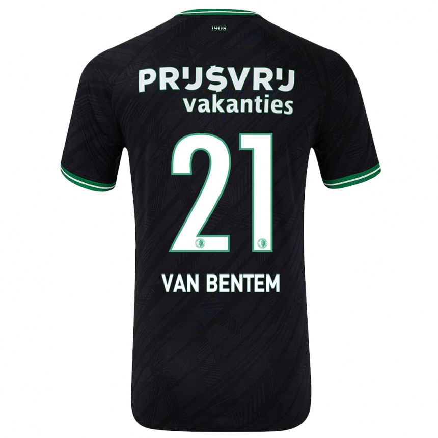 Niño Fútbol Camiseta Tess Van Bentem #21 Negro Verde 2ª Equipación 2024/25