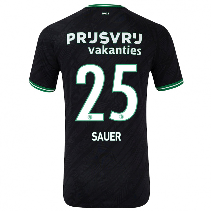 Niño Fútbol Camiseta Leo Sauer #25 Negro Verde 2ª Equipación 2024/25