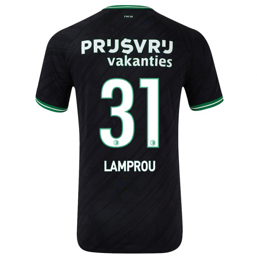 Niño Fútbol Camiseta Kostas Lamprou #31 Negro Verde 2ª Equipación 2024/25