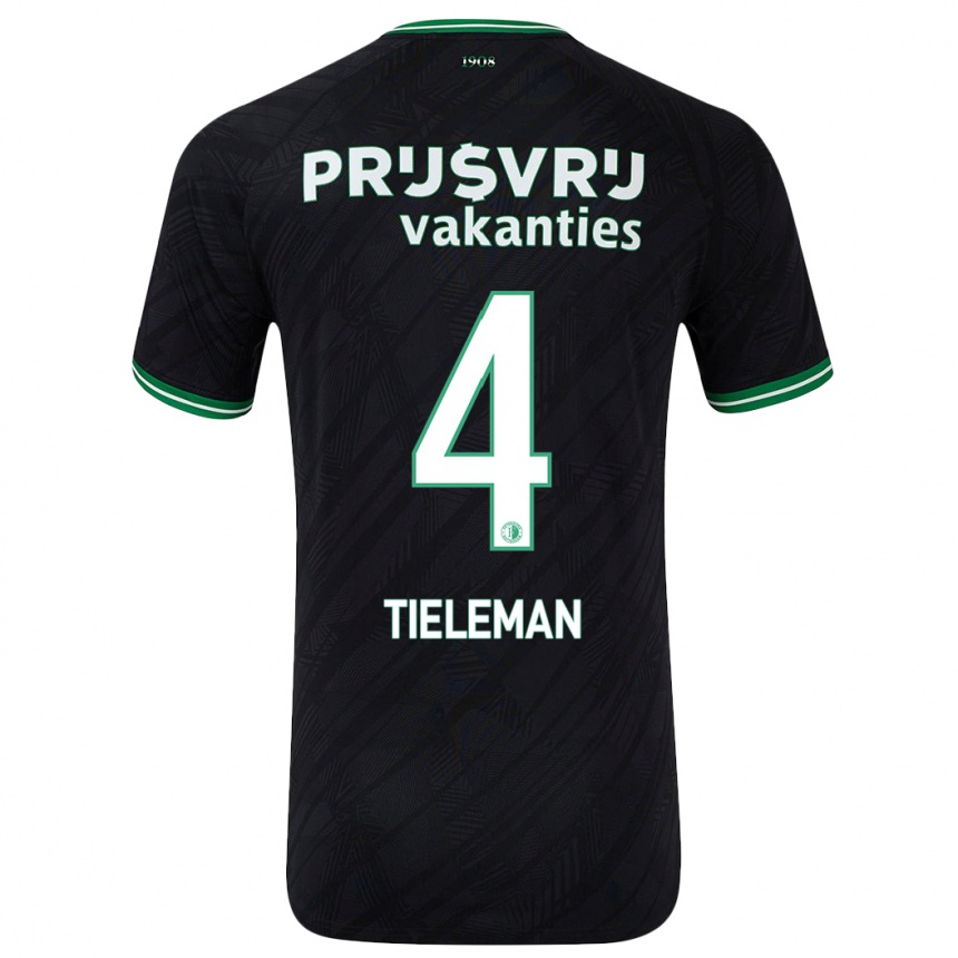 Niño Fútbol Camiseta Jerry Tieleman #4 Negro Verde 2ª Equipación 2024/25