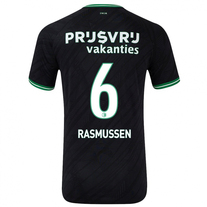 Niño Fútbol Camiseta Jacob Rasmussen #6 Negro Verde 2ª Equipación 2024/25