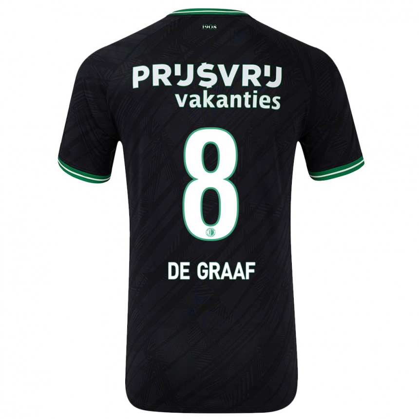 Niño Fútbol Camiseta Esmee De Graaf #8 Negro Verde 2ª Equipación 2024/25