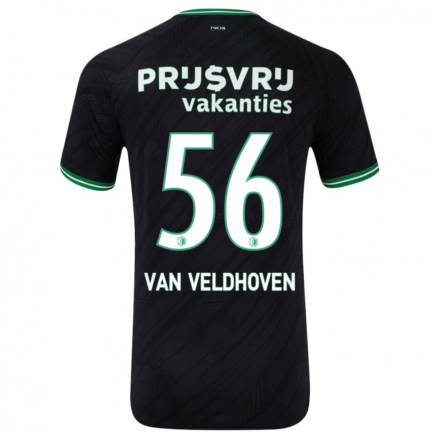 Niño Fútbol Camiseta Kars Van Veldhoven #56 Negro Verde 2ª Equipación 2024/25