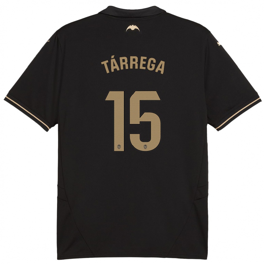 Niño Fútbol Camiseta César Tárrega #15 Negro 2ª Equipación 2024/25