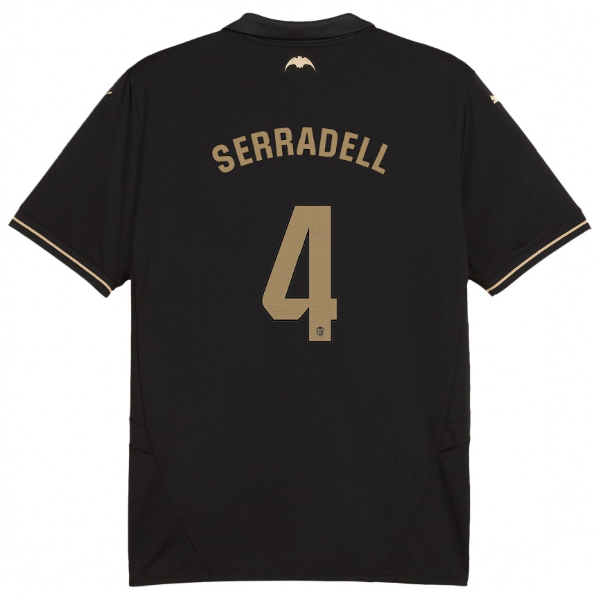 Niño Fútbol Camiseta Álex Serradell #4 Negro 2ª Equipación 2024/25