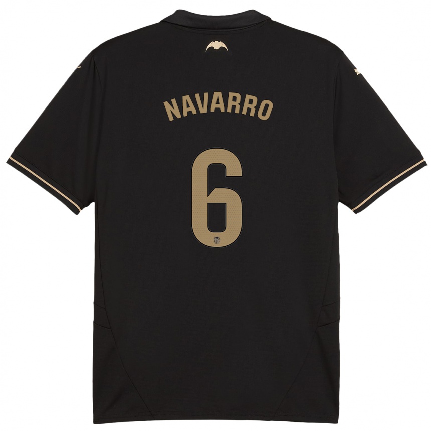 Niño Fútbol Camiseta Javi Navarro #6 Negro 2ª Equipación 2024/25